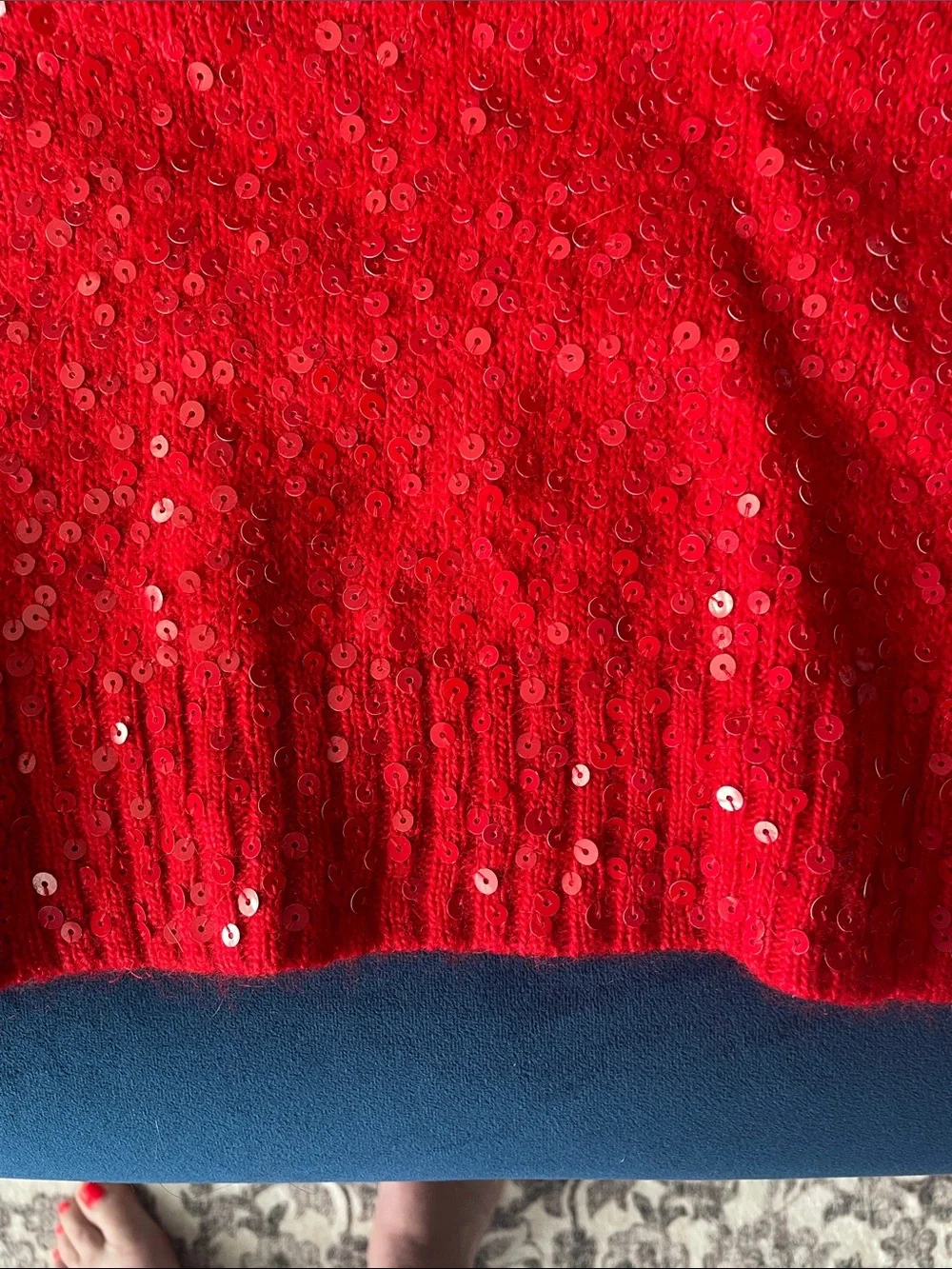 Vintage J. Crew Red Sequin Crewneck Sweater